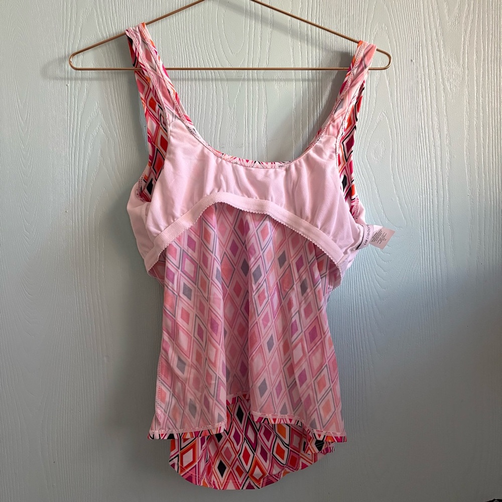 5for20 Liz Claiborne Pink and Orange Diamond Swimsuit Top - Picture 7 of 9